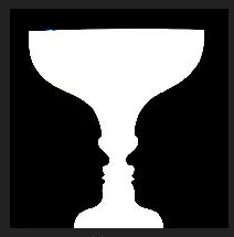 Silhouette of men and goblets found on comments section of a website with no copyright notice on it. Optical illusion…perspective is important.